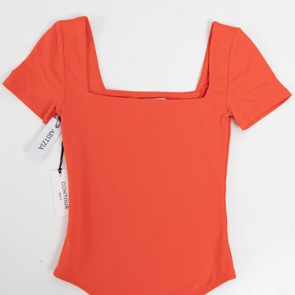 Aritzia Original Contour Squareneck Bodysuit Hot Cheeky Red - Picture 4 of 12